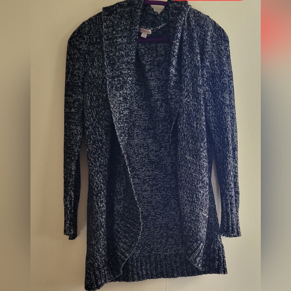 Black and white static knit cardigan